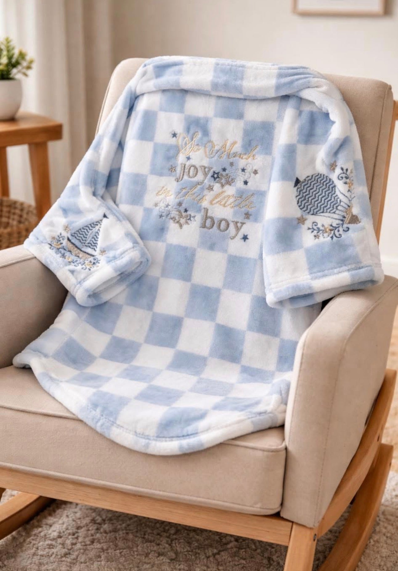 AMAZING BOYS CRIB THROW BLANKET... EMBROIDERY