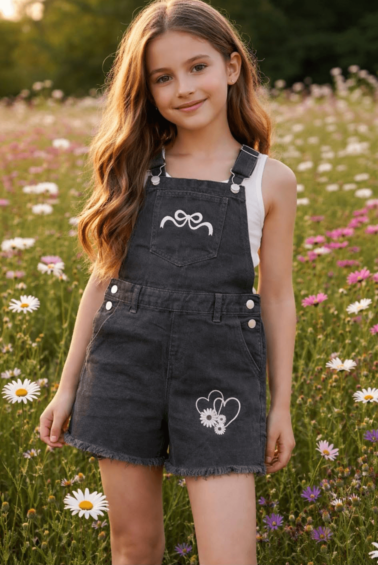 GIRLS OVERALL SHORTS... EMBROIDERY