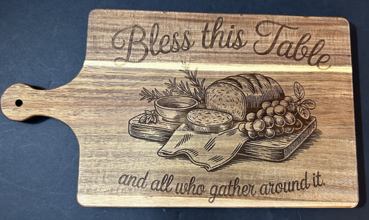 BLESS THIS TABLE CUTTING BOARD... LASER ENGRAVING
