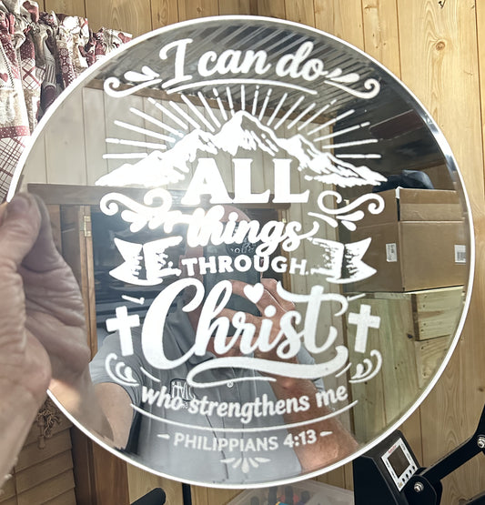 CAN DO ALL THINGS THROUGH CHRIST MIRRORLASER ENGRAVING