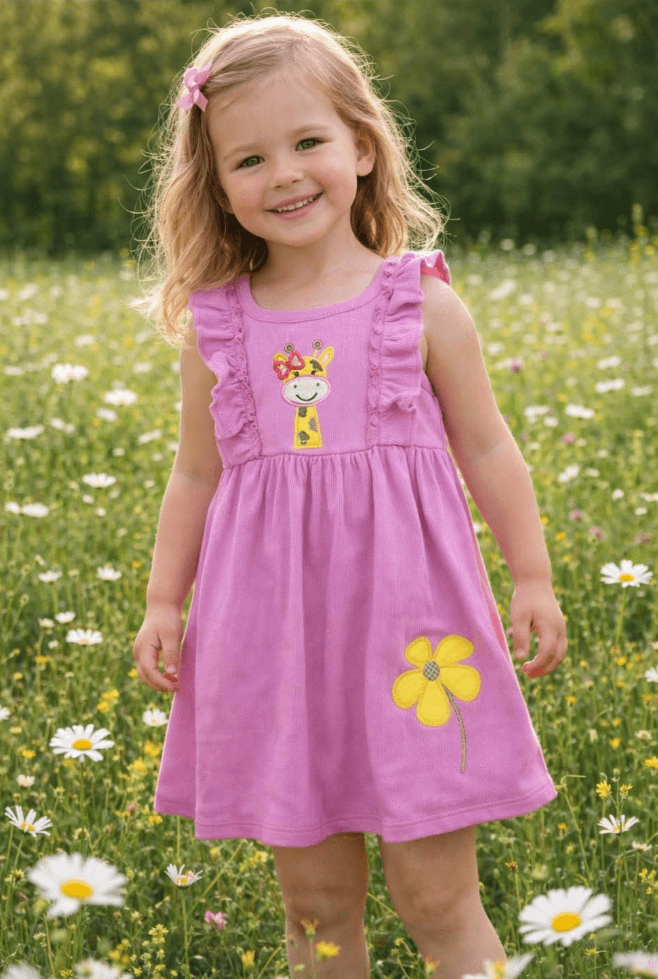 CUTE KIDS GIRAFFE SUN DRESS... EMBROIDERY