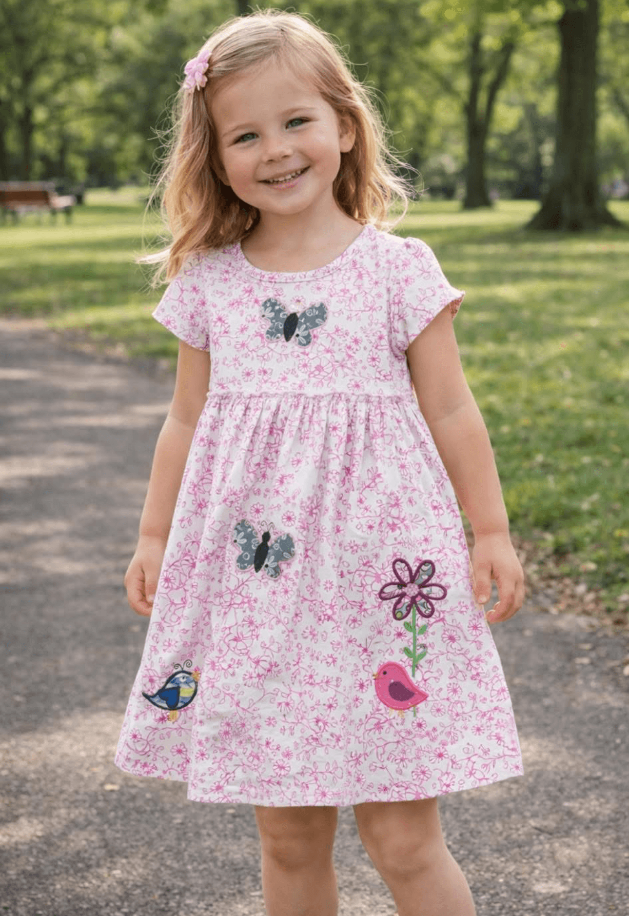 GIRLS BUTTERFLY & BIRD SUN DRESS... EMBROIDERY