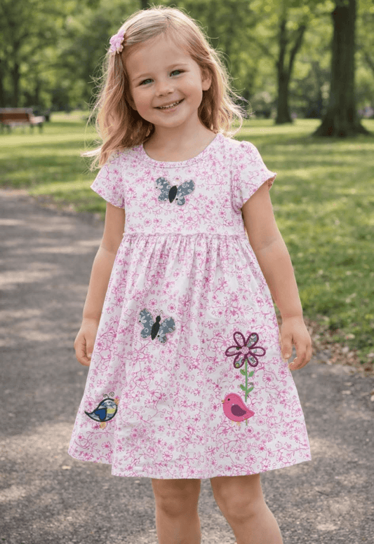 GIRLS BUTTERFLY & BIRD SUN DRESS... EMBROIDERY