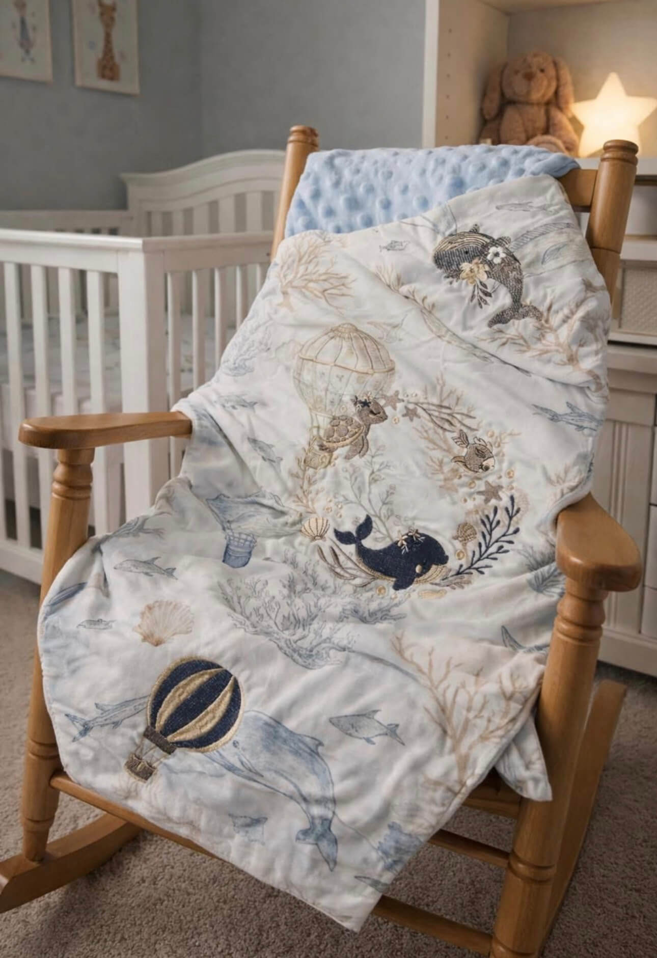 GORGEOUS CRIB THROW BLANKET... EMBROIDERY