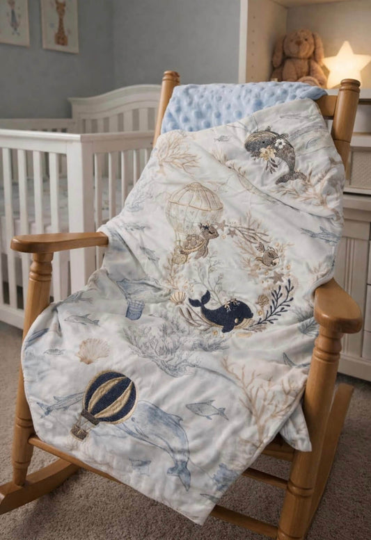 GORGEOUS CRIB THROW BLANKET... EMBROIDERY
