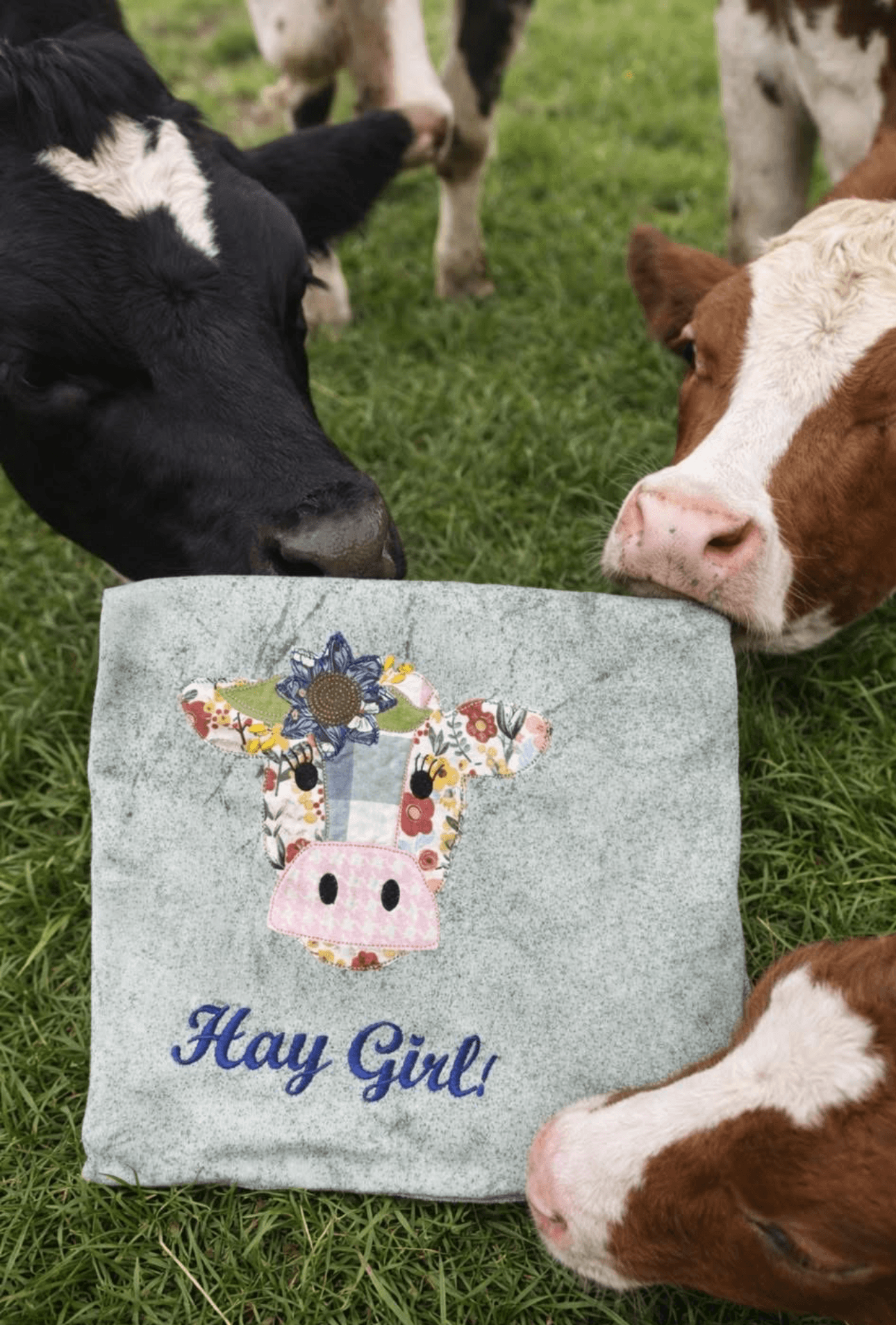 HAY GIRL COW SHIRT... EMBROIDERY