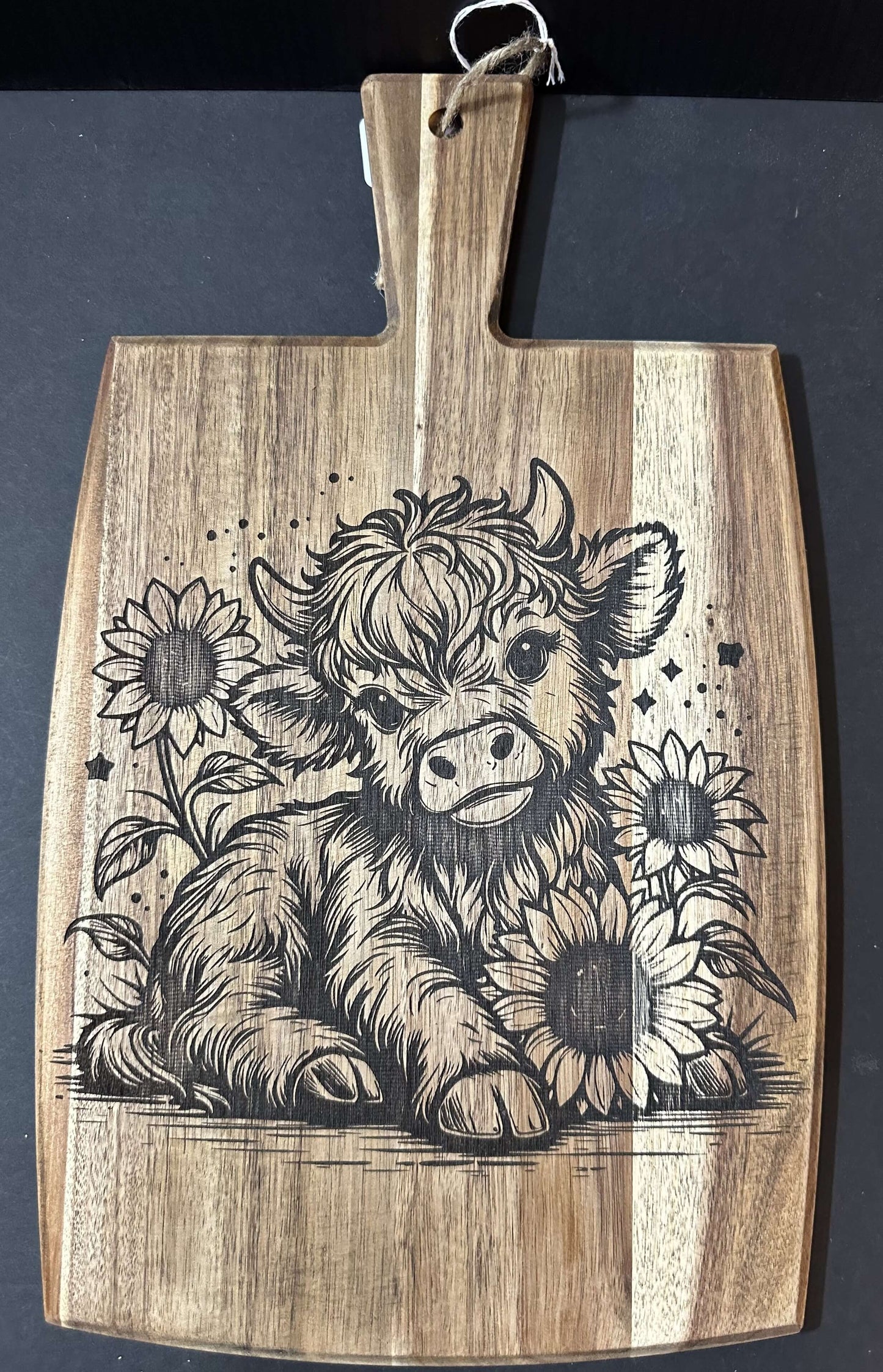 HIGHLAND CALF CUTTING BOARD... LASER ENGRAVING