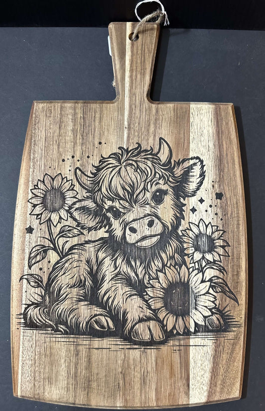HIGHLAND CALF CUTTING BOARD... LASER ENGRAVING