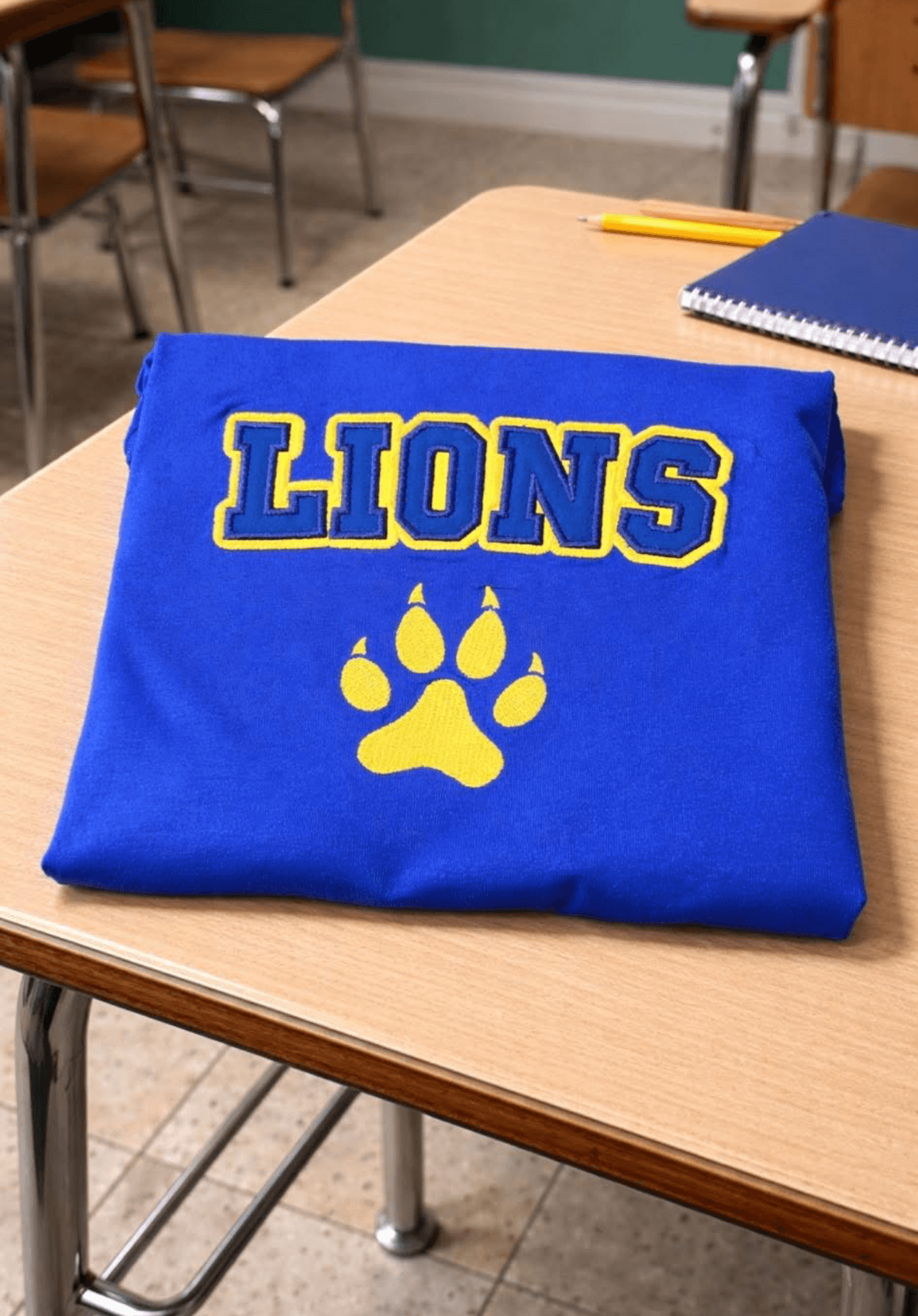 SCHOOL PRIDE LIONS SHIRT... EMBROIDERY