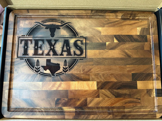 TEXAS AUTHENTIC CUTTING BOARD LASER ENGRAVED
