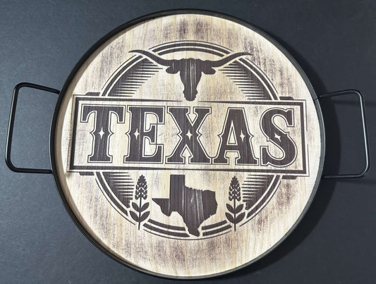 TEXAS ROUND SERVING TRAY... LASER ENGRAVING