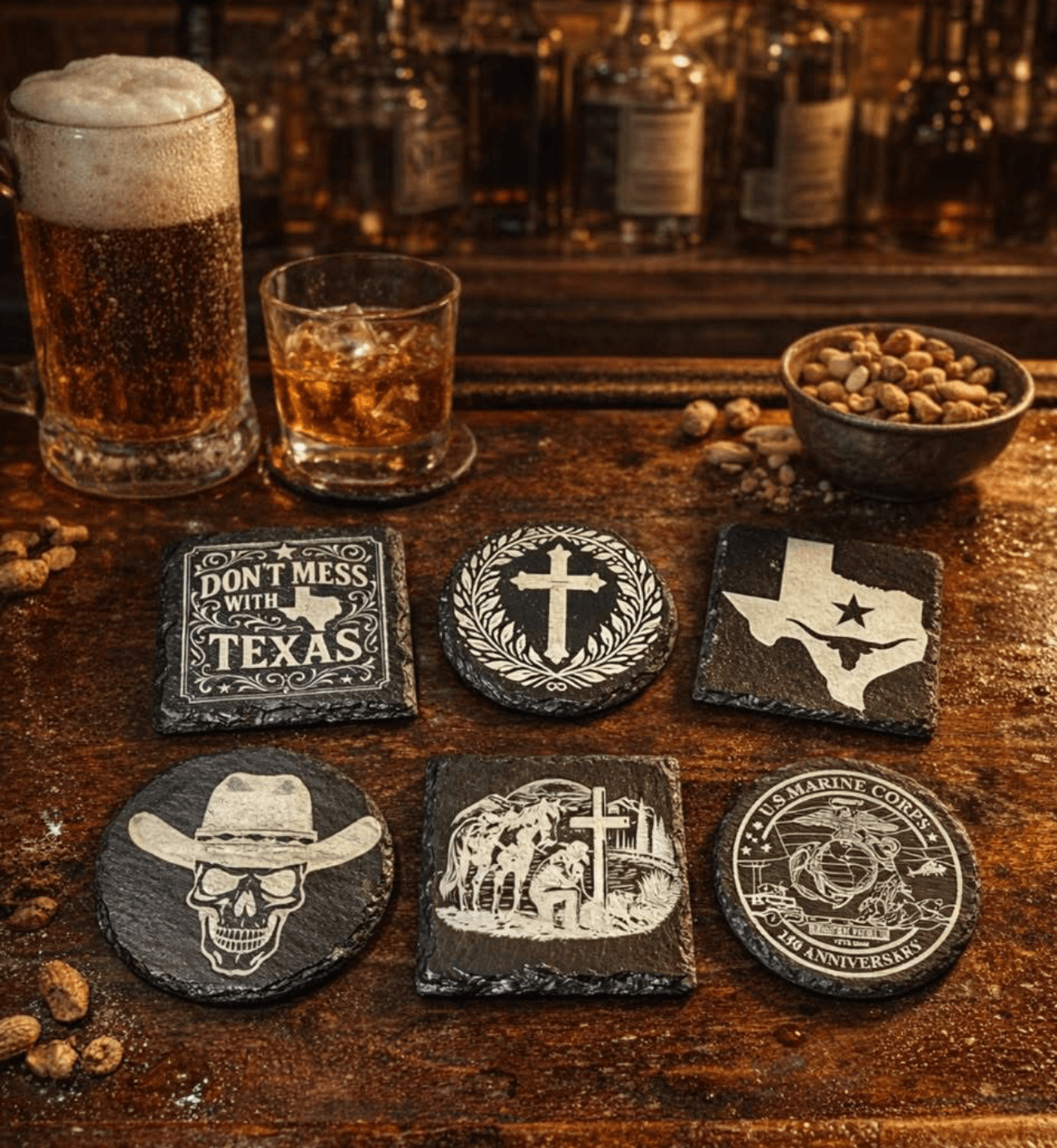 VARIETY OF SLATE COASTERS,,, LASER ENGRAVING