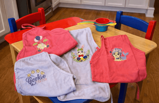 YOUTH COLORFUL APRONS... EMBROIDERY